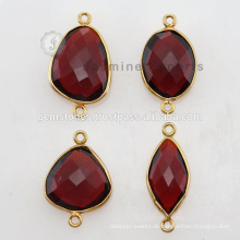 Gold Vermeil Natural Red Granat Edelstein Lünette Connector Links